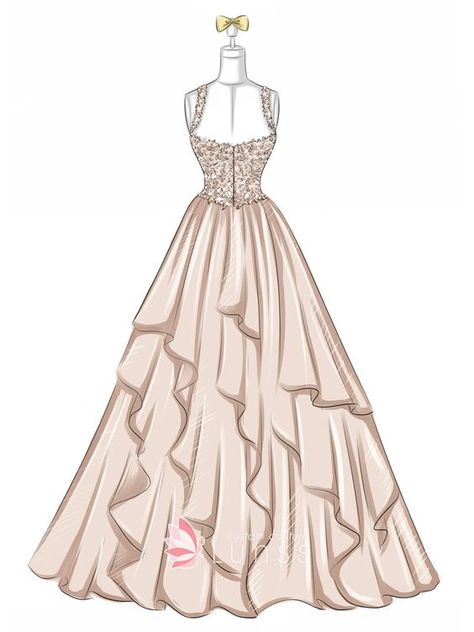 lovely blush wedding gown sketch Dress Drawing Easy, Wedding Dress Drawings, Gown Drawing, Easter Dresses For Toddlers, Wedding Dress Sketches, Designer Party Dresses, Fashion Drawings, Dress Design Drawing, Fashion Illustration Sketches Dresses