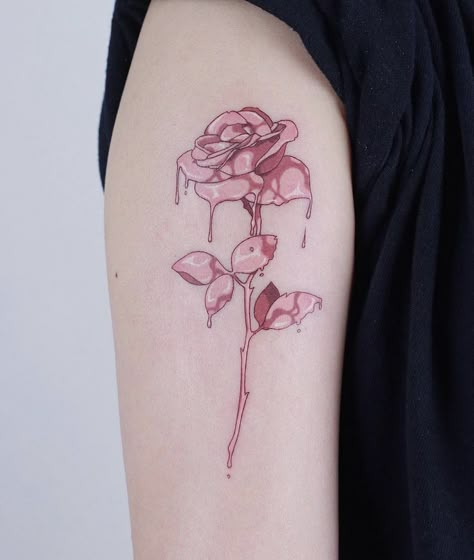 Log Tattoo, Melting Rose, Pink Tattoo, 4 Tattoo, Kawaii Tattoo, Tattoos Geometric, Anime Tattoo, Sketch Tattoo, Tatuaje A Color