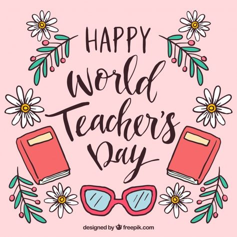 Happy teacher's day, hand-drawn Free Vector Happy Teachers Day Happy Teachers Day Poster, Happy Teacher's Day Poster Design, Happy Teachers Day Design, Happy World Teachers Day, Happy Teacher's Day Images, Teacher's Day Card Ideas, Teachers Day Drawing, Happy Teachers Day Card, Teachers Illustration