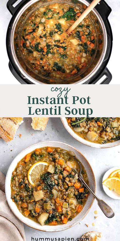 Pressure Cooker Lentils, Instant Pot Soup Recipe, Instant Pot Lentil Soup, Lentils Instant Pot, Lentil Potato Soup, Green Lentil Soup, Best Lentil Soup Recipe, Soup Recipes Healthy Vegetarian, Vegetarian Lentil Soup