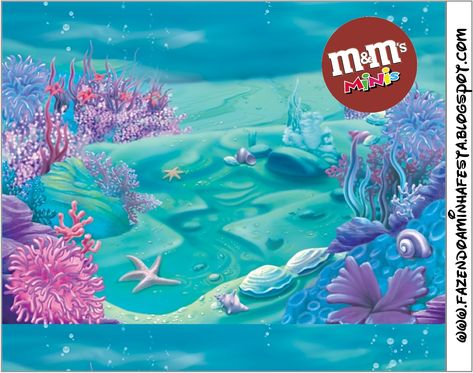 Under the Sea: Free Printable Candy Bar Labels. | Oh My Fiesta! in english Pink Photo Backdrop, Underwater Theme Party, Under The Sea Party Decorations, Sea Party Decorations, Mermaid Printables, Ocean Baby Showers, Mermaid Birthday Decorations, Mermaid Balloons, Mermaid Birthday Party Decorations