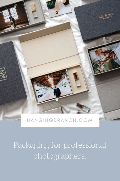 We offer a variety of photo packaging options for professional photographers. Featured here is our Cream Linen Photo Box and USB set. This product can be customized with you logo or client names and is something that will be displayed in your clients' home forever. #photopackaging Photo Packaging Ideas Photographers, Photo Print Packaging, Photography Client Gifts, Wedding Packaging, Photo Packaging, Album Photography, Books Wedding, Wedding Content, Photo Album Book