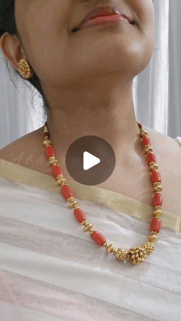 Coral Beads Jewellery, Phone Pe, Coral Jewelry Set, Back Chain, Coral Beads Necklace, Pearl Necklace Designs, Gold Jewelry Stores, Coral Jewelry, Unboxing Video