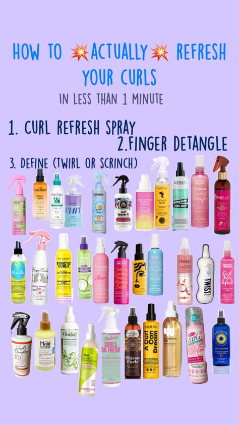 #curls #curlyhair Curl Definers For Natural Hair, Refreshing Curls, Curls Products, Rizos Curls, Black Hair Products, Curl Routine, Curly Hair Care Routine, School Checklist, Girl Products