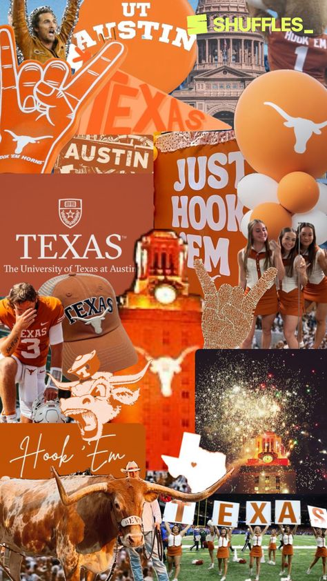 Created by sydneyerincamp on Shuffles Longhorn Party Ideas, Texas University Longhorns, Longhorn Party, Ut Game, Ut Longhorns, College Vision Board, Texas Baby, Texas Longhorns Football, Dream Collage