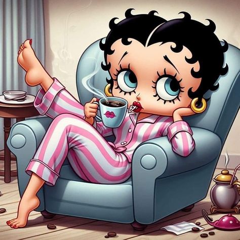 Betty Boop Coffee, Betty Boop Figurines, Good Morning Wishes Friends, Good Morning Snoopy, Betty Boop Classic, Betty Boop Quotes, Cute Good Morning Images, Black Betty Boop, Cute Disney Drawings