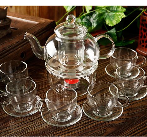 High Grade 14pcs/set High Temperature Resistant Glass Teapot Set 1pc 800ml Teapot 1pc Warmer 6pc Cups 6pc Saucers J10051 Glass Teapot Set, Glass Dinner Set, Tea Buffet, Crystals Art Drawing, Bone China Dinner Set, Flower Teapot, Juice Jar, Living Room Candles, Kitchen Decor Collections