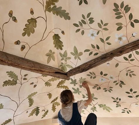 Tess Newall, Ceiling Murals, July 7, Mural Painting, Dream House Decor, Architectural Digest, Dream Home Design, Timber Frame, Creative Decor