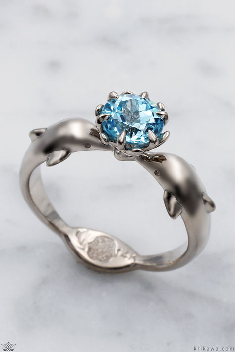 Both dolphins rise up to form this unique engagement ring design. As they kiss, a magnificent stone blossoms from their love. The elevated stone allows the sun to shine through causing bright prisms of light. Handmade Gifts For Boyfriend, Ocean Fashion, Unique Engagement Ring, Prisms, Ocean Animals, Unique Engagement, Sunny Day, Unique Engagement Rings, Dolphins