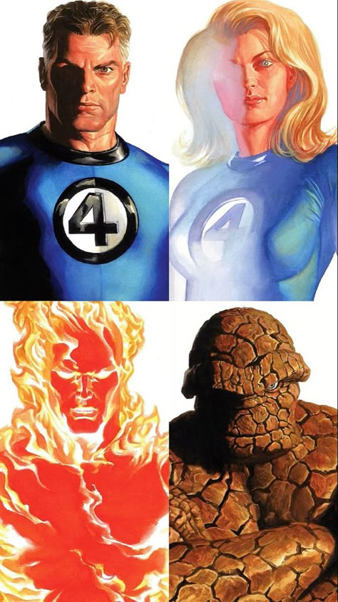 Fantastic Four Fantastic Four Alex Ross, Fantastic Four Wallpaper, Wallpaper Spider Man, Alex Ross Art, The Human Torch, Fantastic Four Marvel, Fantastic Four Comics, Johnny Storm, The Fantastic Four