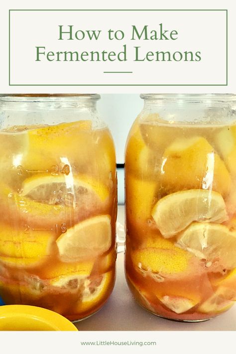 Want to keep some lemons around for as long as you can without taking up freezer space? These Fermented Lemons are crazy easy to make and they add a delightful flavor to many different dishes! Fermenting Lemons, How To Preserve Lemons, Fermented Lemons, Garden Preservation, Lime Dessert Recipes, Pickled Recipes, Fermented Fruit, Lemons Recipes, Fermented Vegetables Recipes