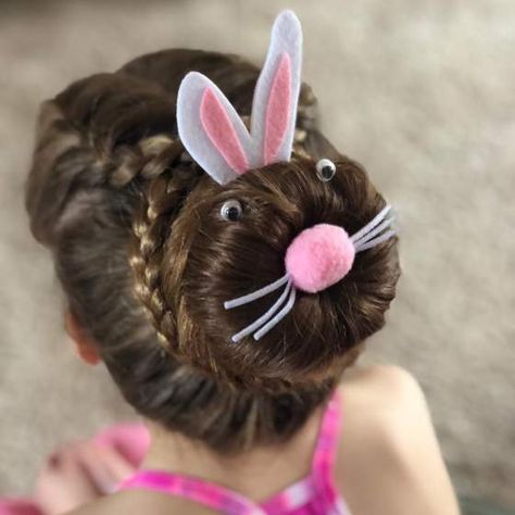 Cute Easter Hairstyles, Binocular Craft, Crazy Hair For Kids, Easy Little Girl Hairstyles, Easter Hairstyles For Kids, Wacky Hair Days, Hairstyles Kids, Going Out Hairstyles, Bows Diy