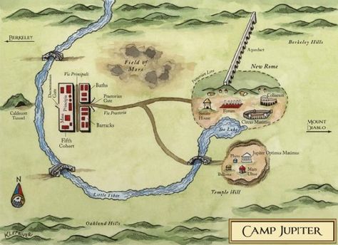 Once again...another map, this time of Rick Riordan's mirror image of Camp Halfblood for the Romans, Camp Jupiter... Circus Maximus, Zio Rick, Camp Jupiter, Frank Zhang, Roman Gods, Jason Grace, Magnus Chase, Kane Chronicles, Rick Riordan Books