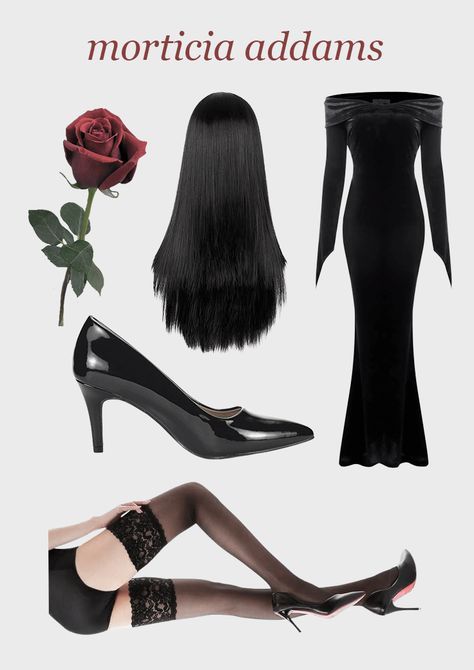 Morticia Addams Outfit, Addams Outfit, Morticia Addams Dress, Morticia Addams Costume, Halloween Costumes Ideas, Fun Office, Spooky Party, Morticia Addams, Witch Halloween Costume