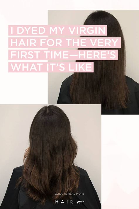 Curious to what it's like to dye your hair for the first time? Here is a step-to-step guide on how it works. First Time Hair Dye Ideas, Color Your Hair, Dye My Hair, Hair Dye Colors, One Hair, After Photos, Hair Transformation, Virgin Hair, Dark Hair