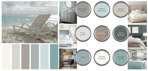 Hi, welcome to my site! If youre stuck picking paint colors for your home, take some of the guess work out of it by trying a pre-packaged paint palette by Black Cat Interiors. These colors have been hand selected to create a cohesive, soothing palette of colors that work perfectly together and will Painted Fireplaces, Sherwin Williams Coastal, Illustrator Projects, Color Palette Home, Coastal Ideas, Home Color Palette, Picking Paint Colors, Paint Guide, Shiplap Wood