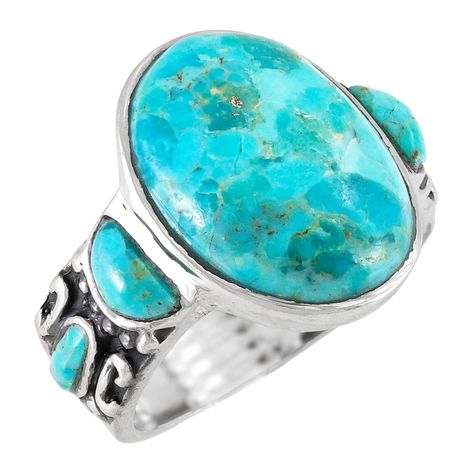 PRICES MAY VARY. Sterling Silver 925 (Solid) Genuine Turquoise (natural turquoise that has been treated & color-enhanced). Color/shades/matrix will vary. Measures 2/3" wide (see ruler image) Premium Quality | Imported Contemporary ring for everyday wear or that super special occasion. Solid sterling silver and genuine gemstones (with natural turquoise that has been treated/color-enhanced). Fine craftsmanship. Trendy but with a touch of Southwest flair that is always exciting!Approx 2/3" wide (se Turquoise Jewelry Rings, Sterling Silver Cleaner, Handmade Gold Jewellery, Contemporary Ring, Cowgirl Western, Turquoise Rings, Genuine Turquoise, Natural Turquoise, Ring Sterling Silver