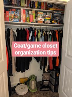 Organizing Game Closet, Large Coat Closet Organization, Game Closet Organization Ideas, Game Closet Organization, Game Closet, Small Coat Closet, Closet Organization Tips, Coat Closet Organization, Hallway Closet