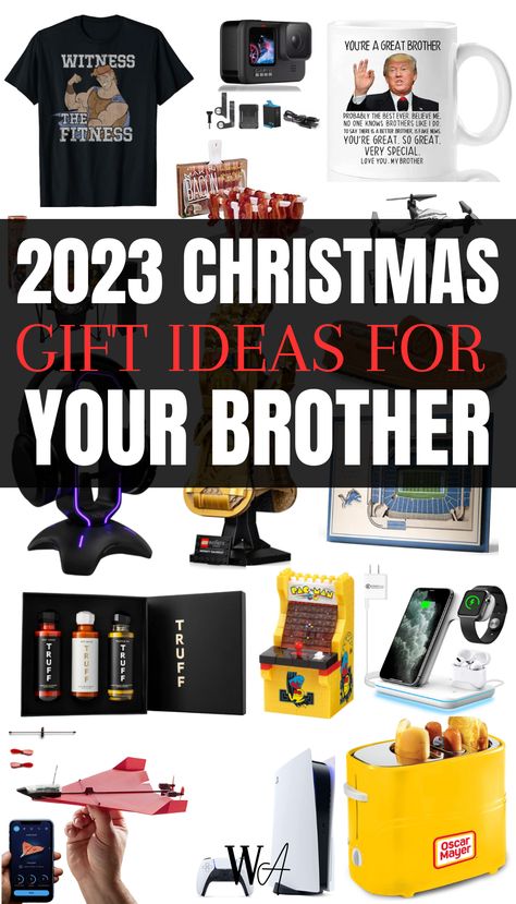 Are you trying to find your brother a Christmas gift? Here are over 35 Christmas gift ideas for 2023 that your brother will love! #christmasgiftsforbrother #brothergifts Best Gifts For Brother From Sister, Xmas Gifts For Brother, Gift Idea Brother, Brothers Birthday Gift Ideas, Gift For Brother Christmas, Presents For Brother Christmas, Things To Get Your Brother For Christmas, Brother In Law Christmas Gifts, Funny Gifts For Brother