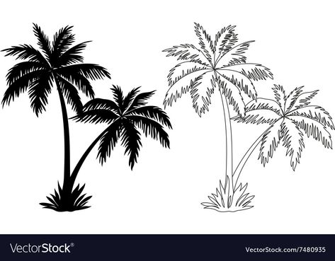 Palm Tree Tattoo Design Drawing, Palm Tree Tattoo Stencil Outline, Tree Tattoo Stencil Outline, Palm Tree Outline Tattoo, Palm Tree Tattoo Stencil, Palm Trees Tattoo Design, Palm Trees Tattoo, Palm Tree Stencil, Palm Tree Outline