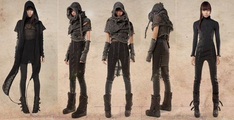 Cyberpunk futuristic fashion misc. Dieselpunk Fashion, Apocalypse Fashion, Apocalyptic Clothing, Dystopian Fashion, Post Apocalyptic Fashion, Apocalyptic Fashion, Black Clothes, Briar Rose, Post Apocalypse