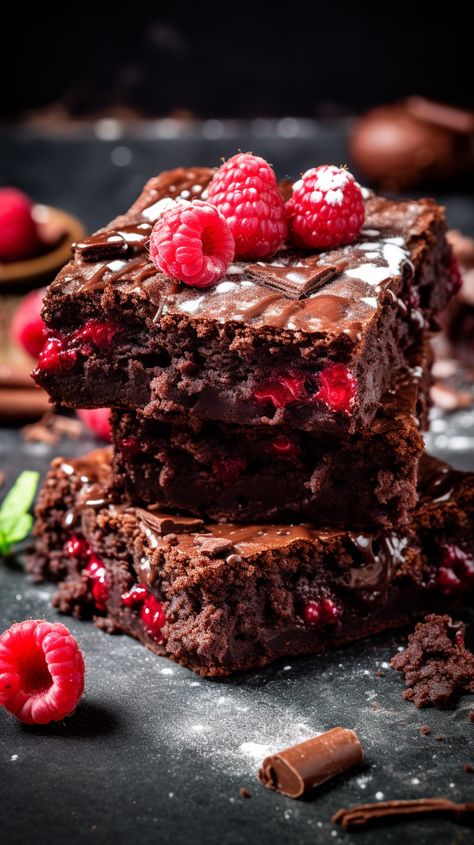 Raspberry Chocolate Brownies [45 Minutes] – Chasety Brownie Pictures, Bakery Brownies, Brownies Fudgy, Chocolate Raspberry Brownies, Raspberry Brownies, Raspberry Chocolate, No Bake Brownies, Favourite Food, Chocolate Drinks