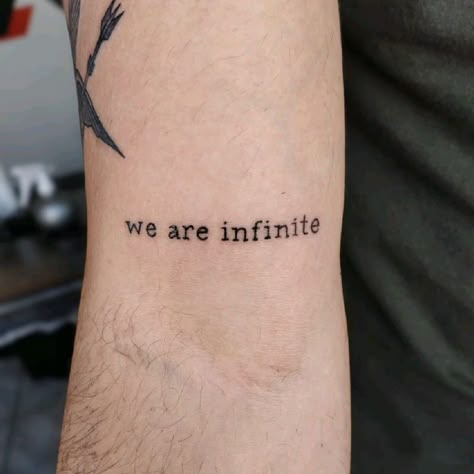 We Are Infinite Tattoo Wallflower Quotes, Tattoo Perks Of Being A Wallflower, Tattoo Ideas From Movies, We Were Infinite Tattoo, Tattoo Ideas Film, We Accept The Love We Think We Deserve Tattoo, All The Bright Places Tattoo, We Are Infinite Tattoo, Tattooed Quotes