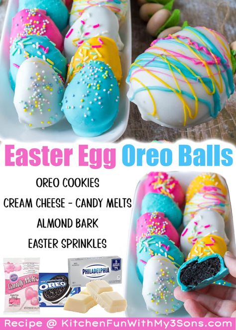 Easter Desserts Oreo Balls, Oreo Truffle Easter Eggs, Oreo Easter Bark, Bunny Oreo Balls, Easter Appetizers And Desserts, Easter Egg Oreo Truffles, Easter Egg Truffles, Easter Dessert Ideas Easy Fun, Festive Easter Desserts