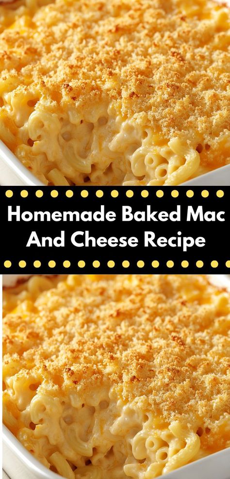 This classic homemade baked mac and cheese recipe showcases the perfect balance of gooey cheese and buttery breadcrumbs. It's a timeless comfort food that brings warmth to any table with minimal effort. Homemade Baked Mac And Cheese, Homemade Mac And Cheese Recipe Easy, Homemade Mac And Cheese Recipe Baked, Easy Mac N Cheese Recipe, Best Mac N Cheese Recipe, Easy Mac N Cheese, Baked Mac And Cheese Recipe, Bake Mac And Cheese, Cheesy Mac And Cheese