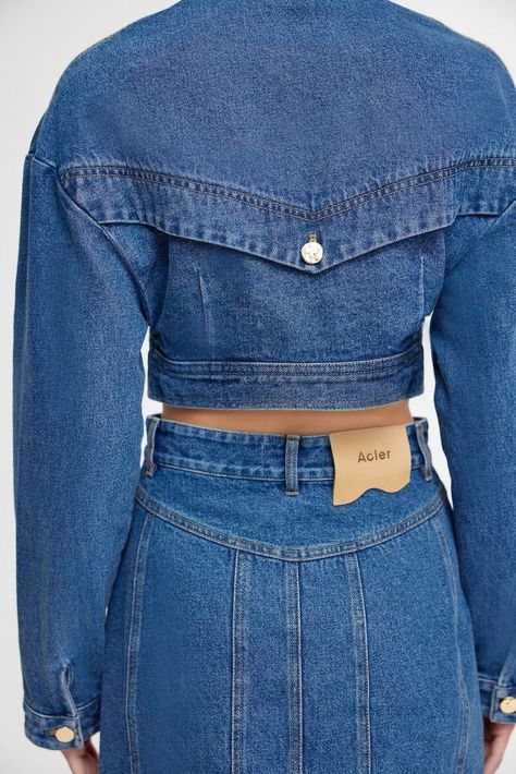 Workwear Brands, Contrast Top, Denim Ideas, Denim Trends, Sport Chic, Coat Design, Skirts Online, Denim Details, Denim Outfit