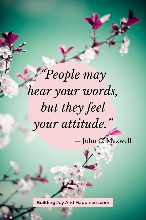 “People may hear your words, but they feel your attitude.” ― John C. Maxwell. Have you ever had someone say something to you, but how they said it completely changed the meaning of the words? I have - and that's why I love this quote. Click to discover more quotes about attitude that you will love! Quotes On Attitude, Quotes About Attitude, Intentional Living Quotes, John C Maxwell, Living Quotes, Get What You Want, Intentional Living, Say Something, Joy And Happiness