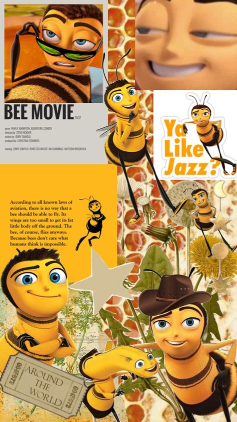 #beemovie Bee Movie Wallpaper, The Bee Movie Wallpaper, Berry Bee Benson, The Bee Movie Aesthetic, Barry The Bee Movie, The Bee Movie, Cursed Bee Movie, Bee From Bee Movie, Barry B Benson