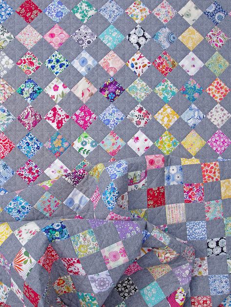 Checkerboard Quilt, Block Quilt Ideas, Liberty Quilt, Red Pepper Quilts, Finished Quilts, Postage Stamp Quilt, Charm Squares, Jean Fabric, Quilt Modernen