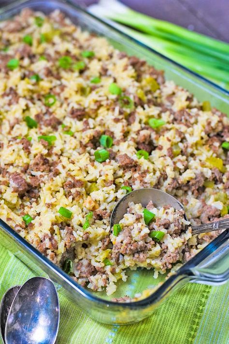 Sausage Rice Casserole, Quick Casserole, Ground Beef And Sausage, Sausage And Rice Casserole, Ground Sausage Recipes, Sausage Casserole Recipes, Sausage Rice, Beef Rice, Easy Ground Beef