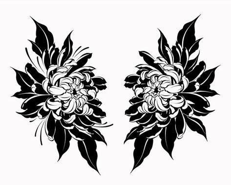 Floral Filler Tattoo Ideas Gap, Japan Tatoos Design, Floral Cover Up, Tattoo Stencil For Woman, Dark Ornamental Chest Tattoo, Big Flower Tattoo Designs, Chrysanthemum Chest Tattoo, Spider Chrysanthemum Tattoo, Goth Flowers Tattoo