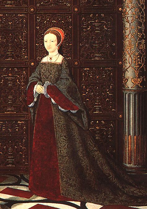 Princess Elizabeth, c. 1543-1547.   'The Family of Henry VIII', detail.  Anon. Hampton Court Palace. Princesa Elizabeth, Tudor Dress, Tudor Fashion, Tudor Dynasty, Tudor Era, The Tudors, King Henry Viii, Tudor History, Tudor Rose