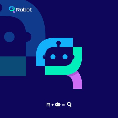 The robot logo is a fusion of the Letter R and robotics, symbolizing innovation and limitless possibilities.  
#logotypedesign #rebranding #designlogo #logocreator #logoinspiration #Robotlogo #brandidentity #logodesigner #logomaker #graphicdesigner Chatbot Logo Design, Bot Logo Design, Robotics Logo Design Ideas, Technology Logo Design Ideas, Mr Robot Logo, Chatbot Logo, Robot Logo Design, Robotics Logo, Automation Logo