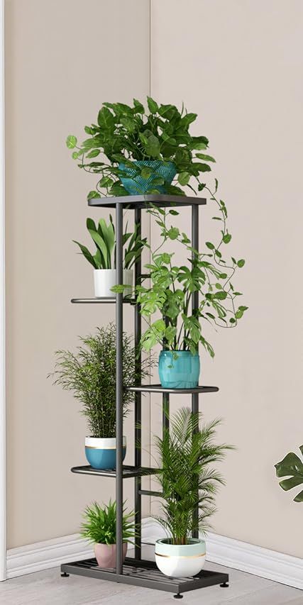 Amazon.com : LINZINAR Plant Stand 6 Tier 7 Plant Multiple Flower Rack Holder Shelves Rack Storage Organizer Display Indoor Planter for Balcony Bedroom Patio Garden Living Room, Black : Patio, Lawn & Garden Koti Diy, Vertical Garden Indoor, نباتات منزلية, Herb Garden Design, Living Room Plants, Hanging Plants Indoor, Balcony Plants, Living Room Balcony, Home Garden Design