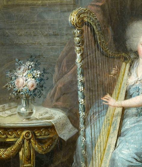 Harps Music, Rennaissance Art, Musical Art, Pure Romance, Old Paintings, Dreamy Art, Old Art, Harp, Classical Music