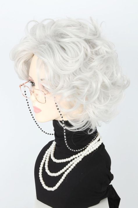 Old Lady Wigs and Accessories 5 Piece Set Short Curly Off White Granny Wig for Cosplay 100 Years Old Man Costume Wig Halloween Party Wig Granny Wig, White Wigs, Old Man Costume, Party Wig, Lamb Chop, Hairstyles Short, Old Lady, Costume Wigs, Womens Wigs