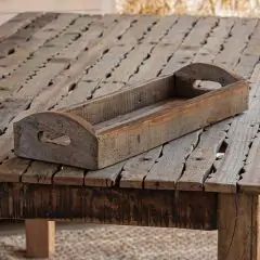 Porch and Parlor | Antique Farmhouse Wood Tray Ideas, Weathered Wood Projects, Pallet Wood Tray, Rustic Wood Projects, Rustic Tray, Farmhouse Primitive, Tray With Handles, Primitive Farmhouse, Serving Tray Wood