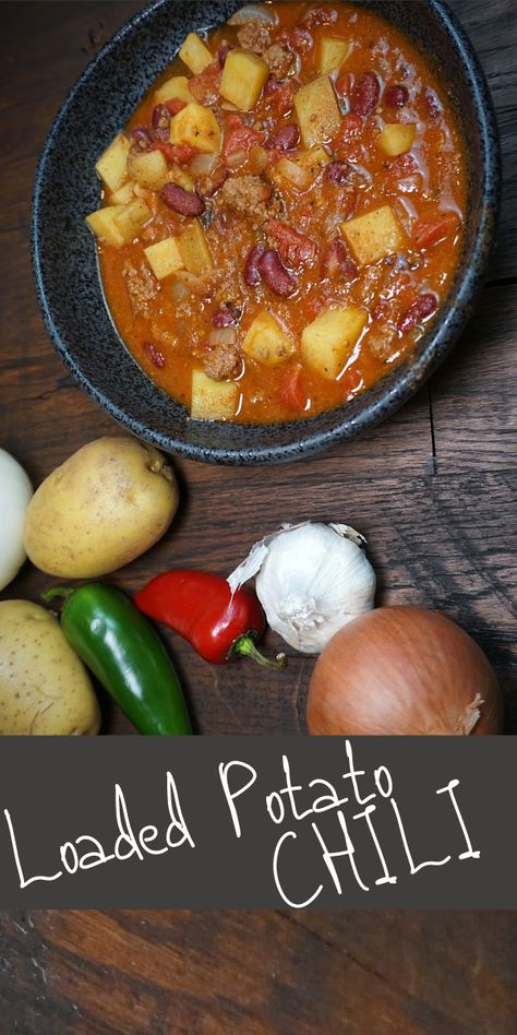 Chilli And Potatoes, Chili With Potatoes Crock Pot, Chilli With Potatoes, Chili And Potatoes, Chili Recipe With Potatoes, Chili With Potatoes, Chili Potato Recipe, Chilli Recipe Crockpot, Chili With Stew Meat