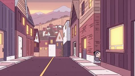 Hilda Laptop Wallpaper, Simple Cartoon Background, Hilda Background, Town Background, Cartoon Town, Character Background, Icon Background, Book Illustration Design, Magic Land