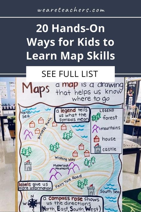 20 Map Skills Activities That Are Hands-On Map Skills Activities, Teaching Map Skills, Teaching Maps, Kindergarten Social Studies, Map Symbols, Homeschool Geography, Map Projects, Game Based Learning, Map Activities