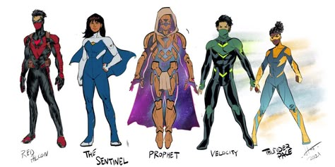 Weather Superhero Oc, Superhero Team Concept Art, Fanmade Superheroes, Superhero Team Oc, Superhero Oc Ideas, Demon Superhero, Supersuit Designs, Kal Huset, Original Superhero Design