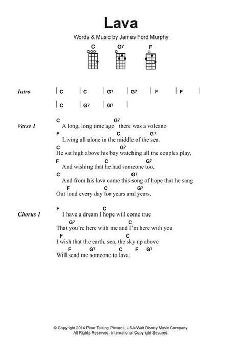 Lava-Island strum Lava Ukulele Chords, Ukulele Chords Disney, Lava Song, Christian Ukulele Songs, Ukulele Songs Popular, Ukulele Fingerpicking Songs, Ukelele Chords Ukulele Songs, Ukulele Songs Beginner, Easy Ukulele Songs