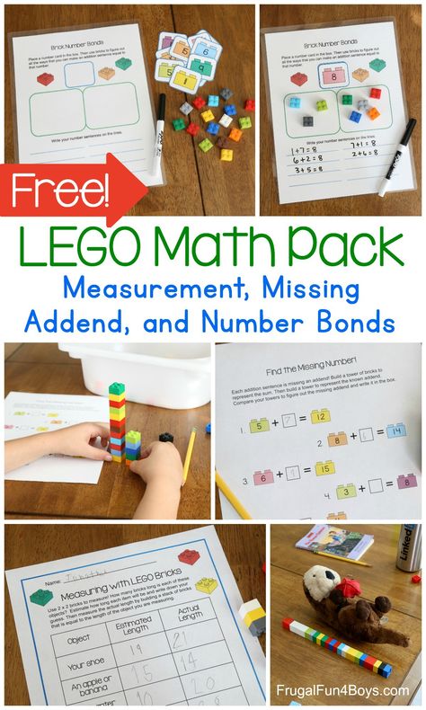 Use LEGO® bricks to teach math concepts! Here are three clever math activities that are perfect for first grade. I’ll describe the activities, and then you can find a link at the bottom of the post to download and print the pages. (Also, I know I’ve done lots of first grade stuff lately, and I’m … Lego Math First Grade, Gameschooling First Grade, Lego Math, Lego Education, Math Night, Lego Challenge, Summer Math, Lego Activities, Ten Frames