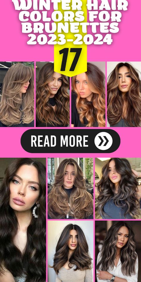 Winter Hair Color Trends for Brunettes 2023-2024: Explore the latest winter hair color trends for brunettes in 2023-2024. From short and curly hair to long and straight styles, discover how to style your locks for the season. Get inspired with balayage, ombre, and highlights that will keep you looking chic, trendy, and stylish all winter long. New Hair Colour 2024, 2024 Hair Color Trends, Winter Hair Color For Brunettes, Winter Hair Color Ideas, Dark Purple Hair, Blonde Balayage Highlights, Colors 2023, Fall Hair Color Trends, Hair Color Options