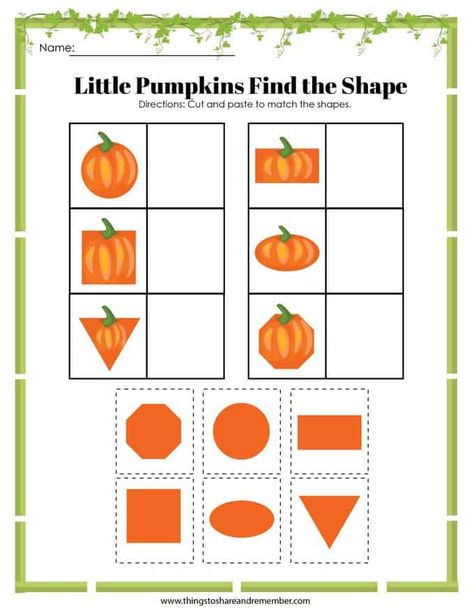 Printable Pumpkin Activities » Share & Remember | Celebrating Child & Home Life Cycle Worksheet, Pumpkin Activities Preschool, Pumpkin Crafts Preschool, Halloween Lesson Plans, Pumpkins Preschool, Pumpkin Science, Parts Of A Pumpkin, Shape Activities, Pumpkin Life Cycle