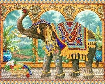 Bead embroidery cross stitch kits ribbon by needlepointkit on Etsy Elephant Cross Stitch, Elephant Wallpaper, Images D'art, Colorful Elephant, Elephant Painting, Indian Elephant, Desenho Tattoo, Elephant Art, Cross Paintings